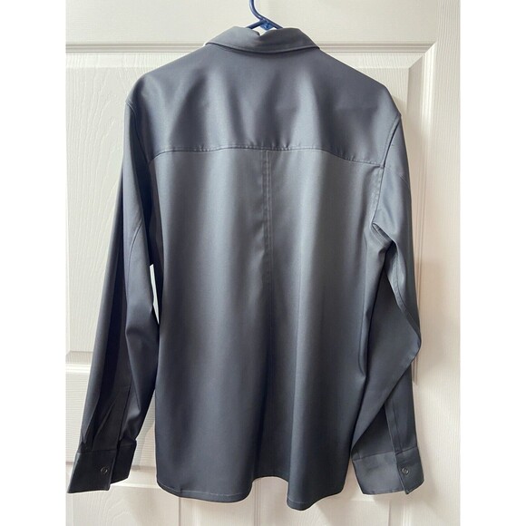 Kenneth Cole Shirt Mens Large Gray Round Snap Tailored Classic Preppy - Picture 3 of 9